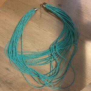 Turquoise Multi-Strand Beaded Necklace - Elegant Statement Jewelry